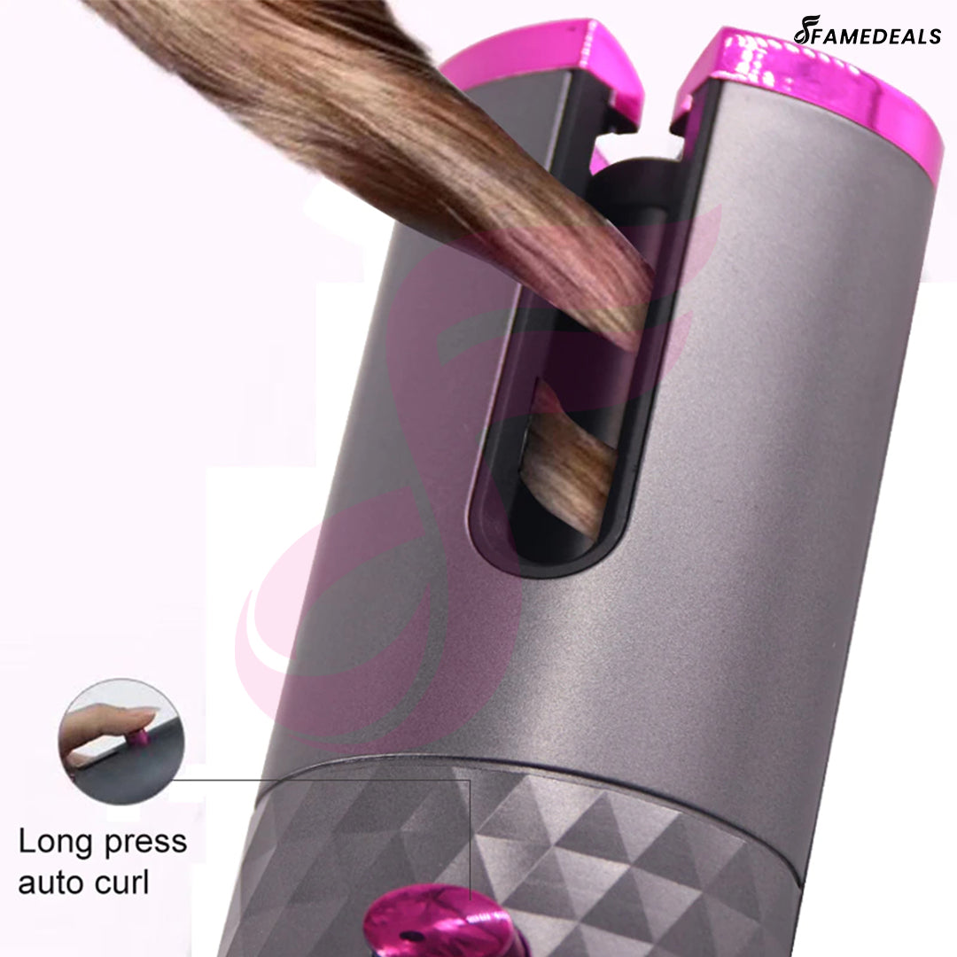 Famedeals ™ - Wireless Auto Rotate Ceramic Hair Curler USB Rechargeable Portable Auto Curler