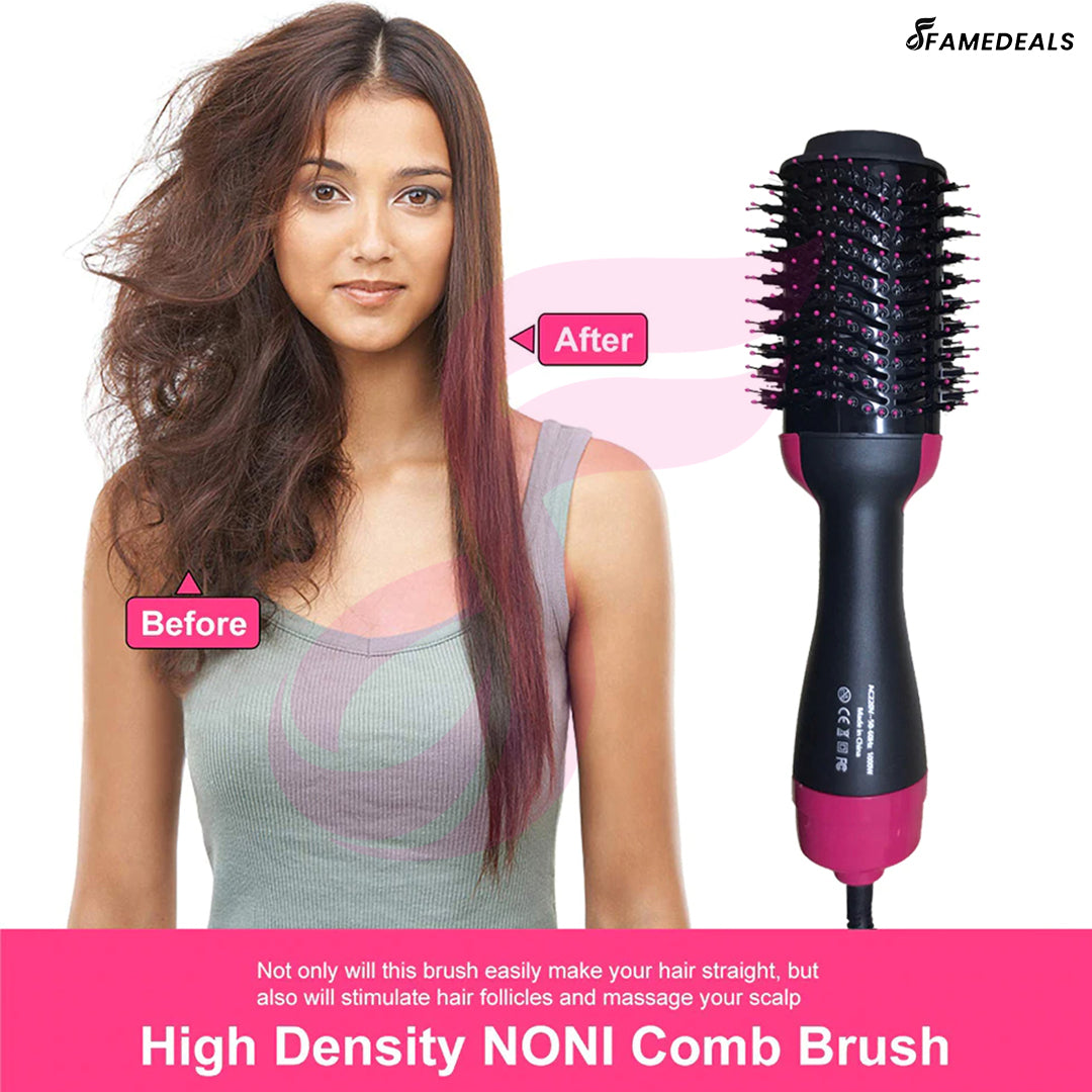 Famedeals™ - 2 in 1 Hot Air Brush One-Step Hair Dryer And Volumizer Styler Electric Ion Blow Dryer Brush Professional Curler Comb Roller